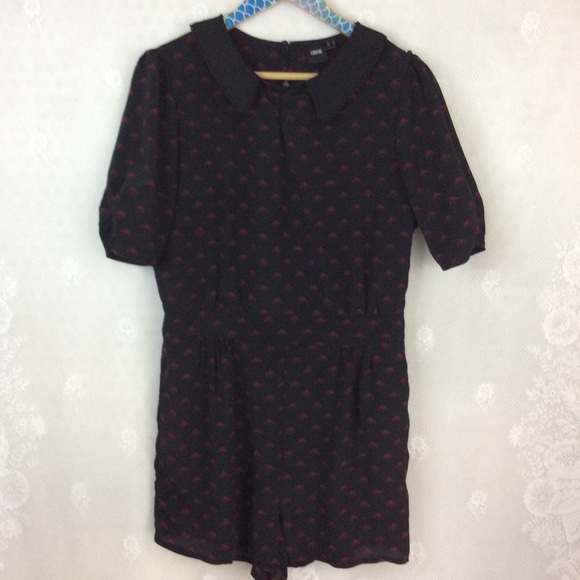 ASOS Black Red Fans Open Back Romper 10 - Picture 2 of 13